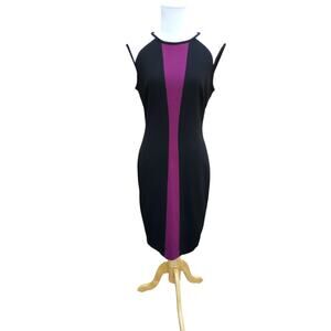 Cache Bodycon Dress Black Purple Cocktail Event Evening Cap Sleeve Crew Neck 8